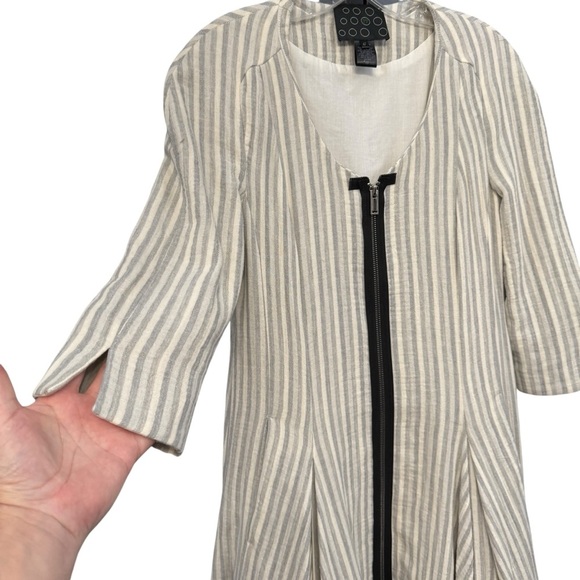 77 Striped Cotton Blend Zip Front Dress Jacket Women’s 6 - Picture 2 of 7